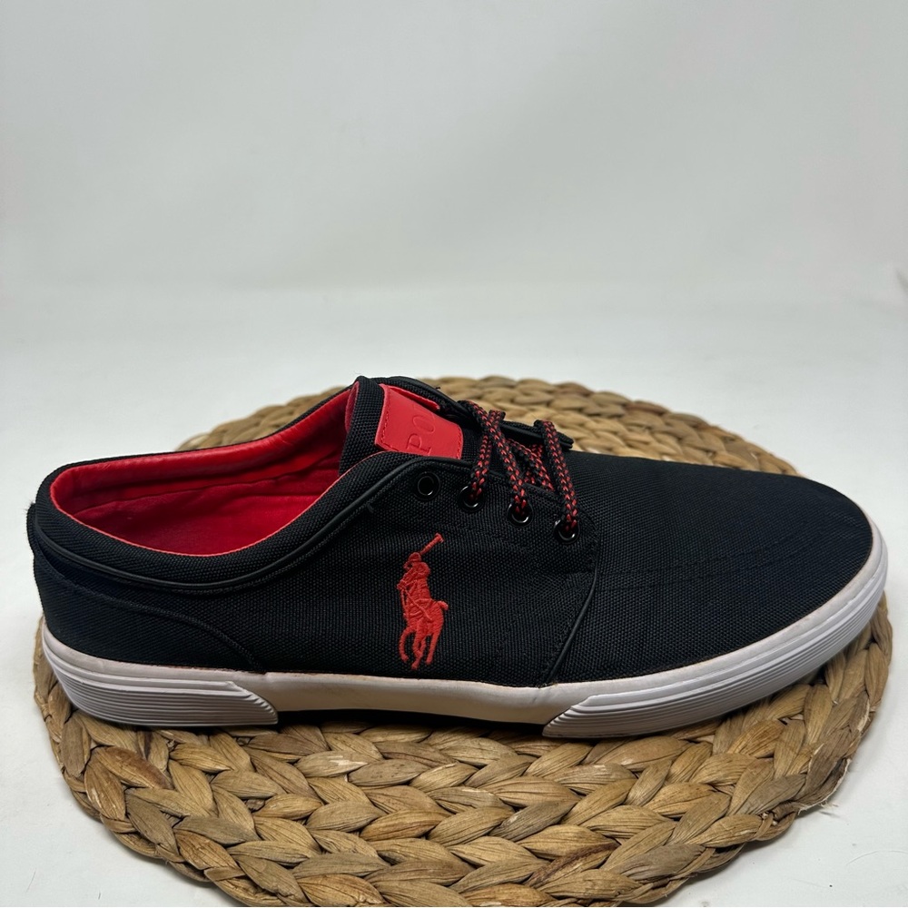 RALPH LAUREN Faxon Low Sneakers Black Red Size 13‎ Men's